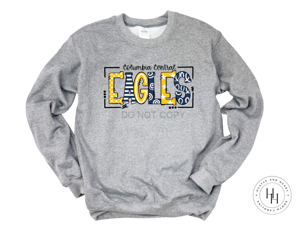 Columbia Central Eagles Navy/yellow Gold Doodle Graphic Tee Unisex