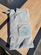 Comfort Color Swirly Fancy Single Letter Monogram Embroidered Pocket Tee - Merch Girls