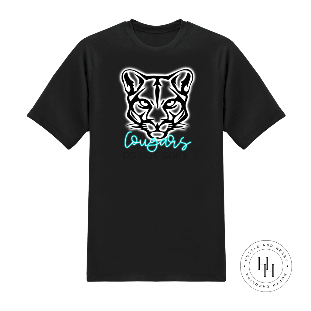 Cougars Teal Neon Mascot Dtg Tee