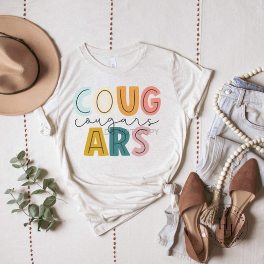 Cougars Water Color Graphic Tee Shirt