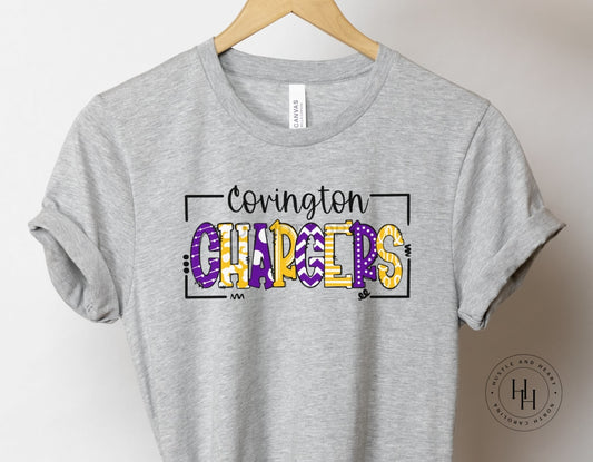 Covington Chargers Doodle Graphic Tee Youth Small / Unisex Crew Neck