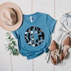 Cow Print Monogram Graphic Tee - Merch Girls