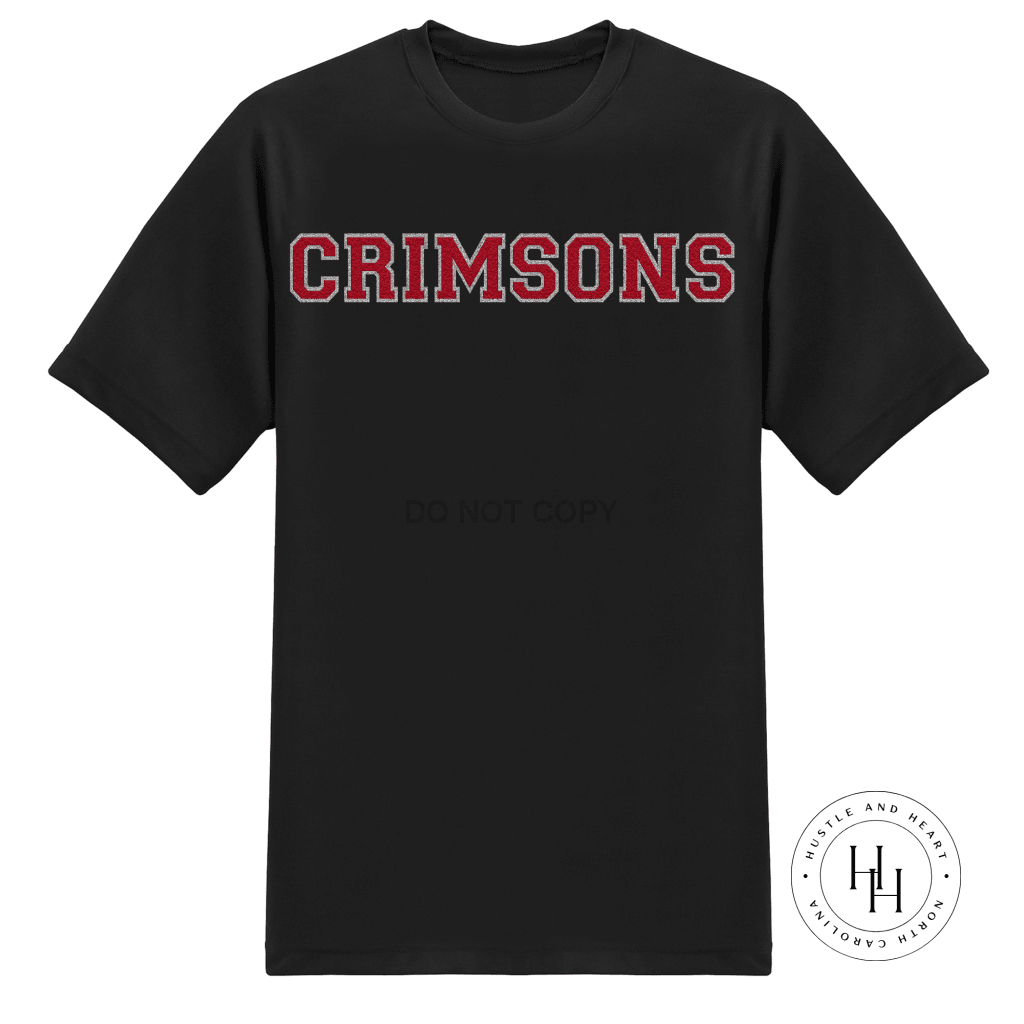 Crimsons Red/silver Faux Chenille Letters Graphic Tee Dtg