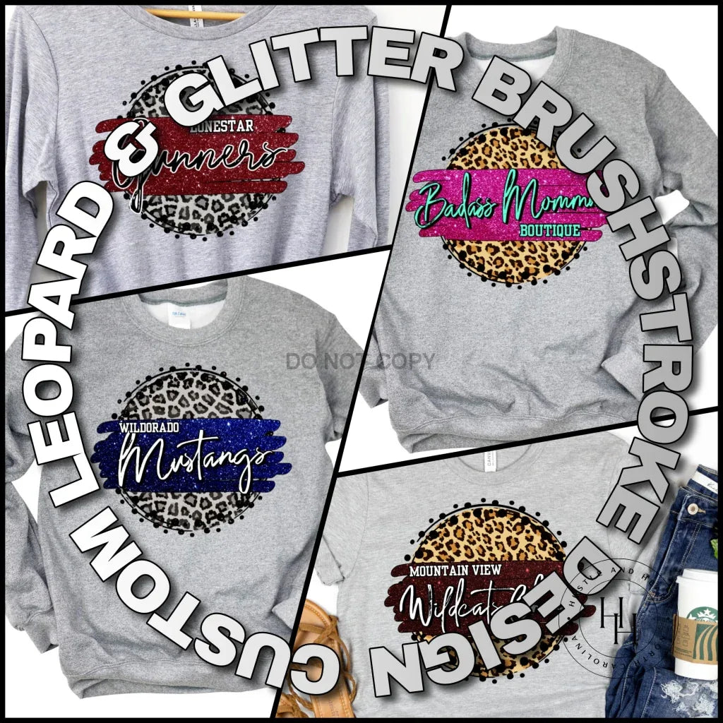 Custom Leopard & Glitter Brushstroke Circle Design Mockup- No Physical Item! - Merch Girls