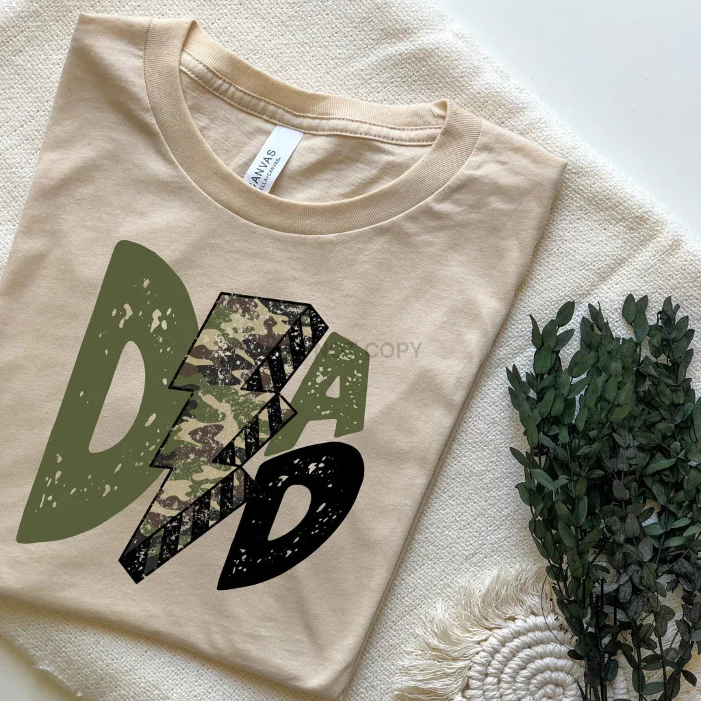 Dad Camo Lightning Bolt Graphic Tee - Merch Girls