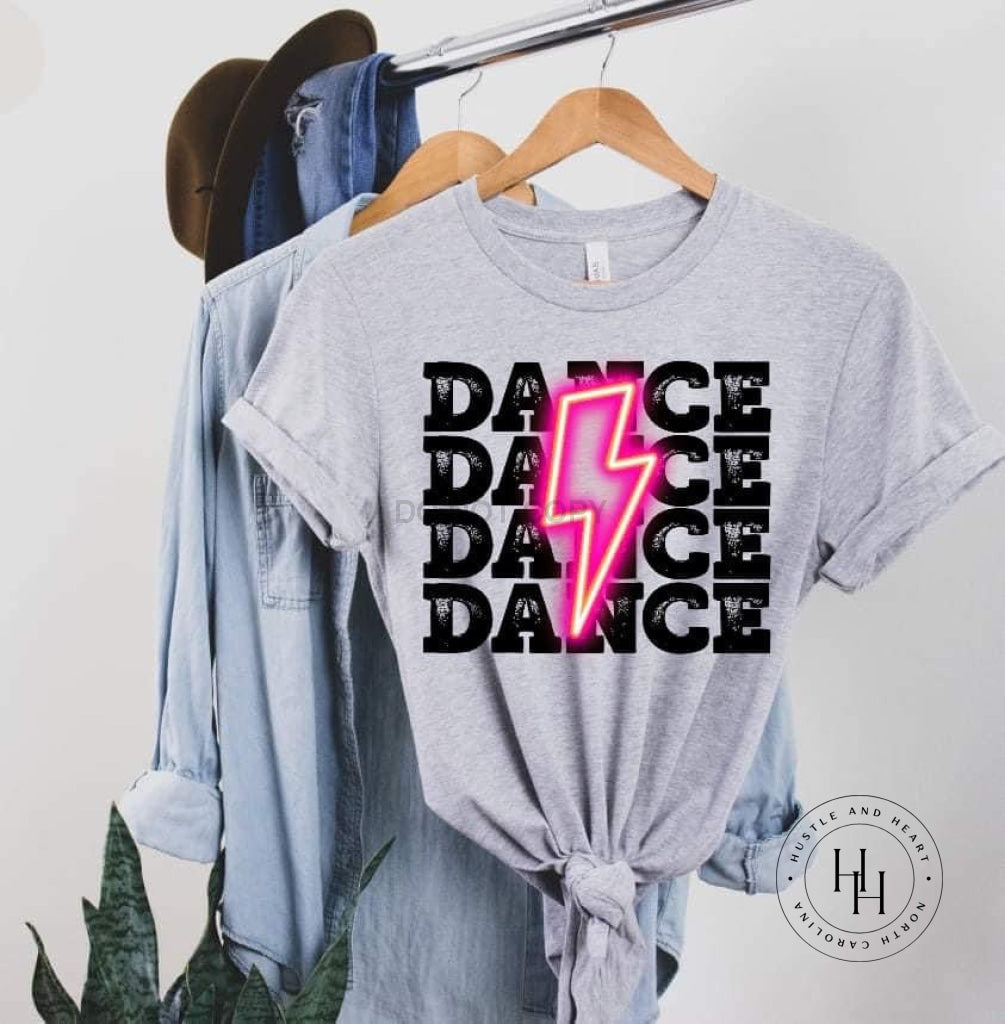 Dance Pink Neon Lightning Bolt Graphic Tee