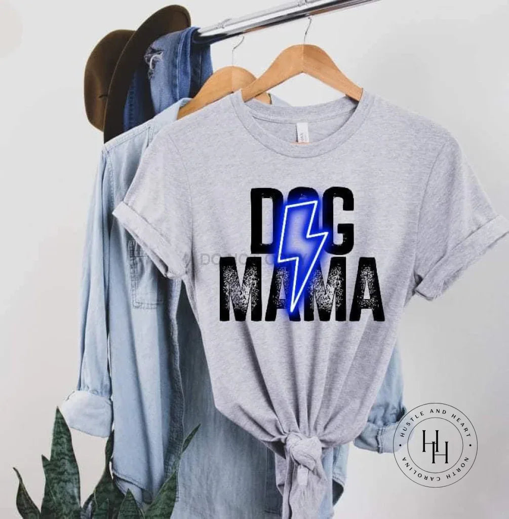 Dog Mama Blue Neon Lightning Bolt Graphic Tee - Merch Girls