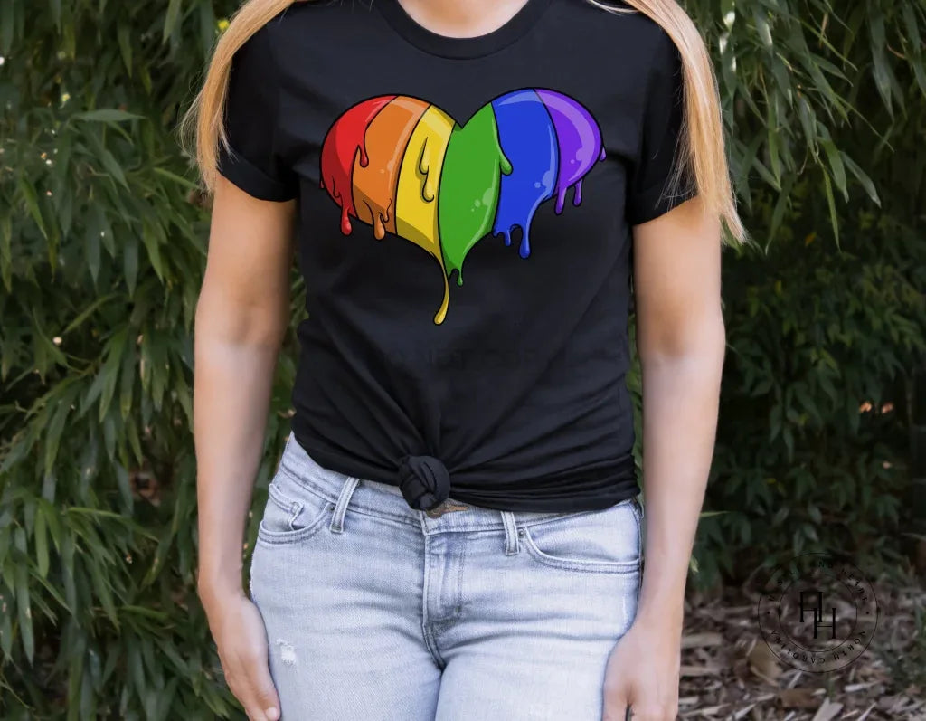 Dripping Rainbow Heart Graphic Tee - Merch Girls