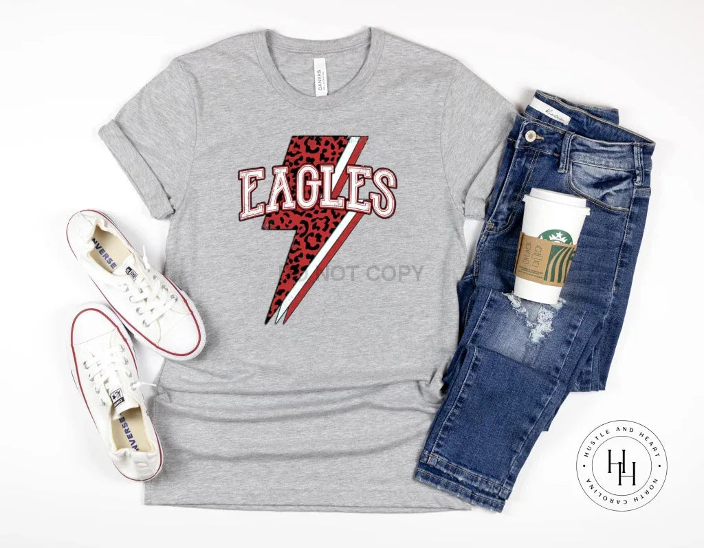 Eagles Red Leopard Lightning Bolt Graphic Tee - Merch Girls