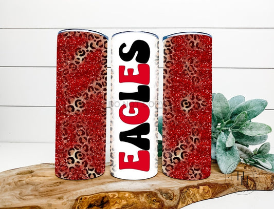 Eagles Red/black/leopard Completed 20Oz Skinny Tumbler Sublimation