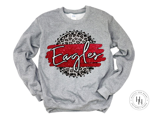 Eagles Red/white With Black Outline Graphic Tee Shirt