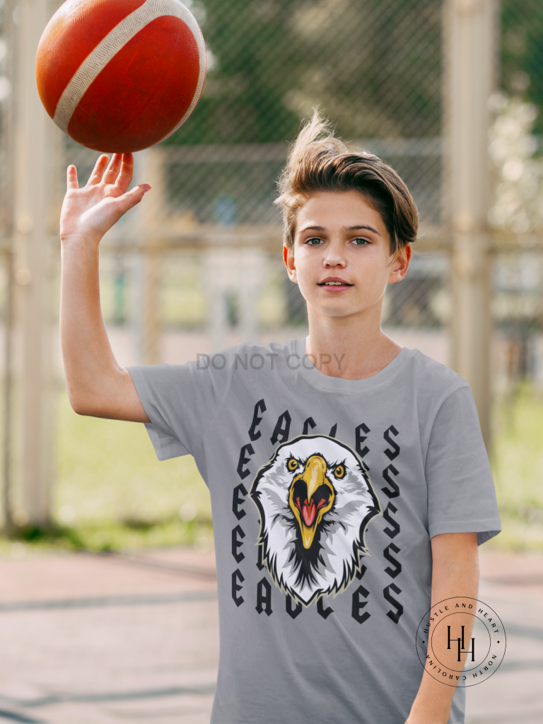 Eagles Repeating Mascot Graphic Tee Youth Small Shirt