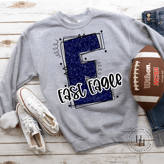 East Eagle Glitter Varsity Doodle Graphic Tee Unisex Tee