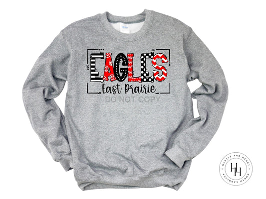 East Prairie Eagles Black/red/white Doodle Graphic Tee Unisex