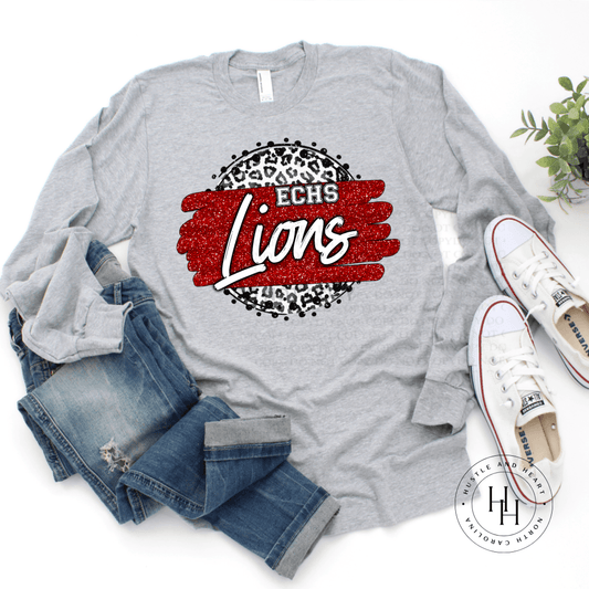 Echs Lions Leopard Circle Graphic Tee Shirt