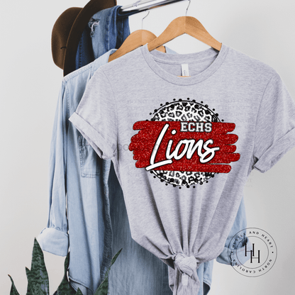 Echs Lions Leopard Circle Graphic Tee Shirt