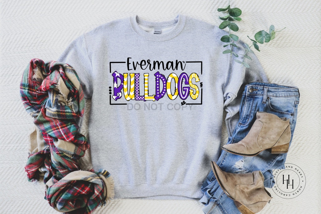 Everman Bulldogs Doodle Graphic Tee Youth Small / Unisex Sweatshirt