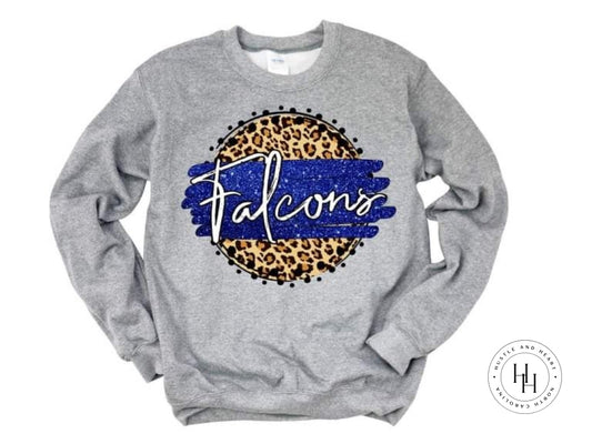 Falcons Blue/white With Tan Leopard Graphic Tee Shirt
