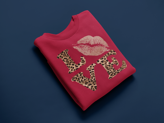 Leopard Love and Rose Gold Kisses Valentine's Day Graphic Tee
