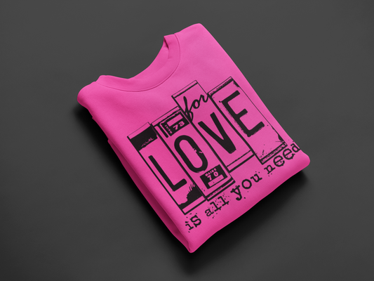 For Love is All You Need License Plate Pink and Black Valentine's Day Graphic Tee