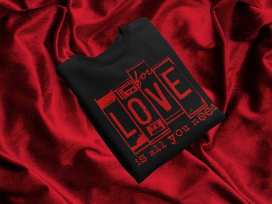 For Love is All You Need License Plate Black and Red Valentine's Day Graphic Tee