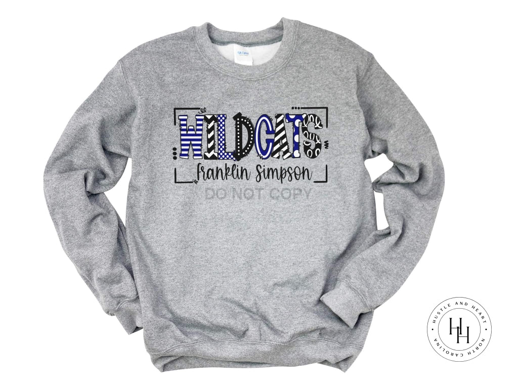 Franklin Simpson Wildcats Doodle Graphic Tee Youth Small / Unisex Sweatshirt