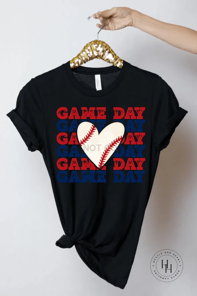 Game Day Baseball Heart Graphic Tee - Merch Girls