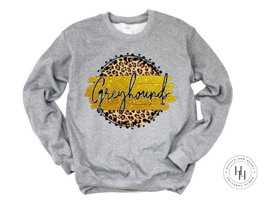 Greyhounds Gold/black With White Outline Graphic Tee Tan Leopard Graphic Tee Shirt