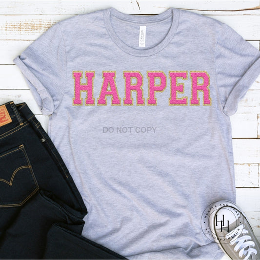 Harper Faux Chenille Letters Graphic Tee