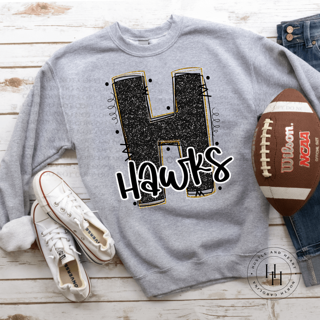 Hawks Glitter Varsity Doodle Graphic Tee Unisex Tee