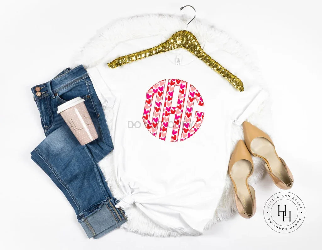 Hearts Valentine's Monogram Graphic Tee - Merch Girls