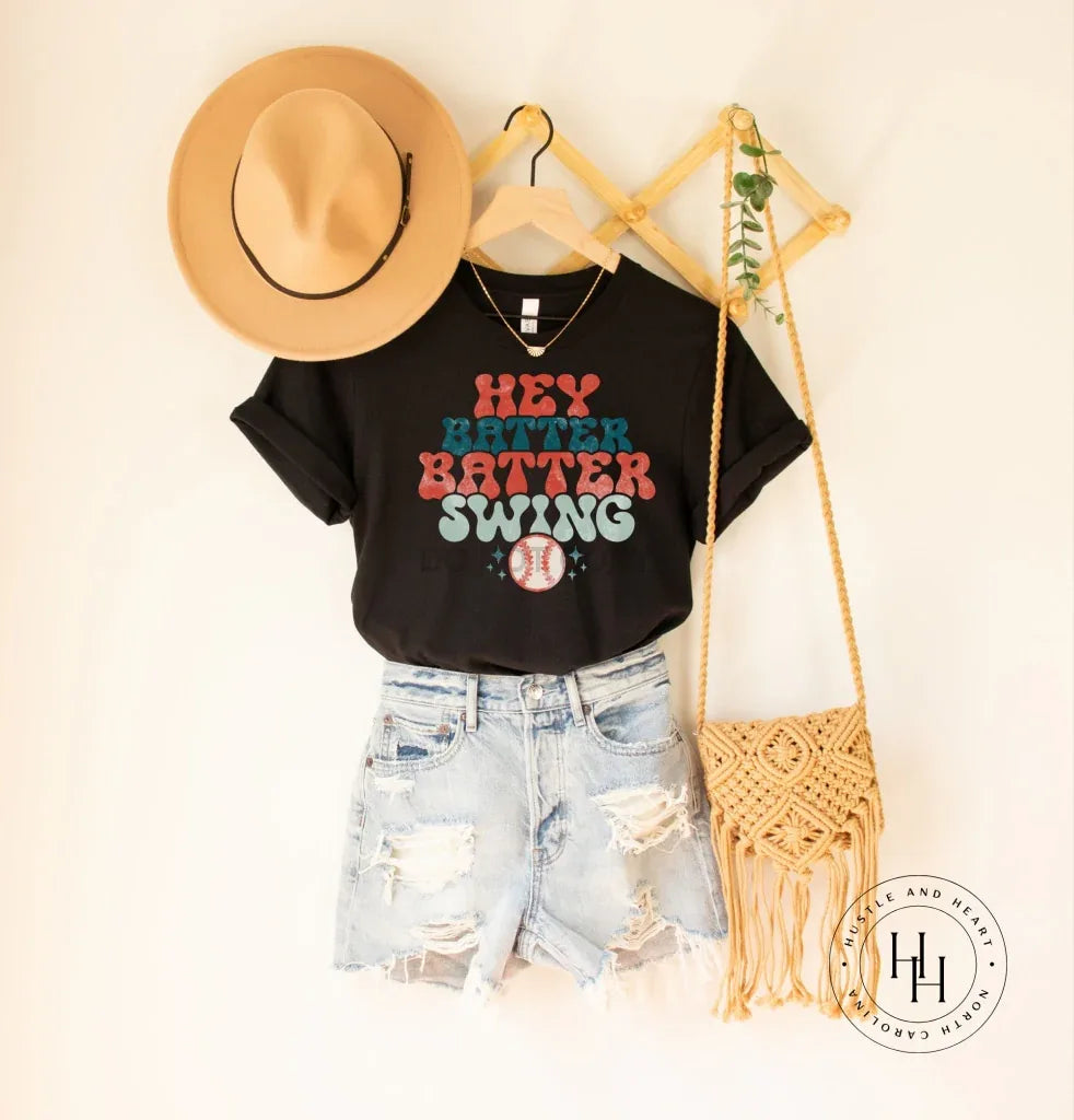Hey Batter Batter Swing Retro Graphic Tee - Merch Girls