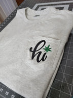 "hi" Gildan Ultra Cotton Embroidered Pocket Tee - Merch Girls