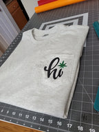 "hi" Gildan Ultra Cotton Embroidered Pocket Tee - Merch Girls