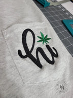 "hi" Gildan Ultra Cotton Embroidered Pocket Tee - Merch Girls