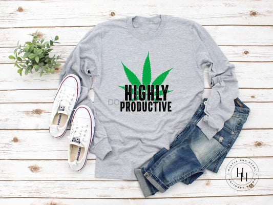 Highly Productive Marijuana Leaf Graphic Tee Green / Unisex Youth Large Dtg