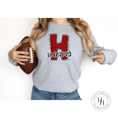 Holladay Red Glitter Varsity Doodle Graphic Tee Unisex Tee