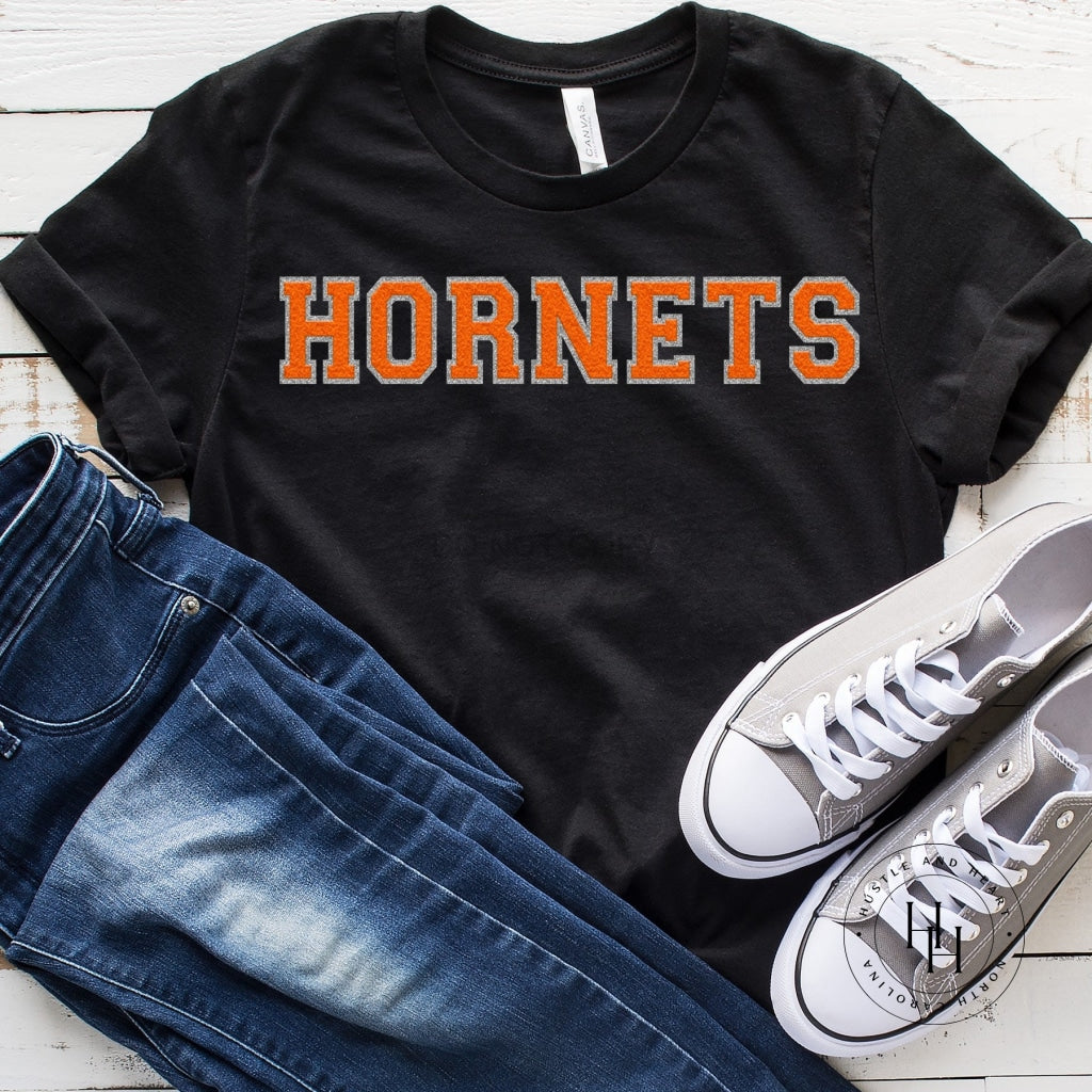 Hornets Faux Chenille Letters Graphic Tee