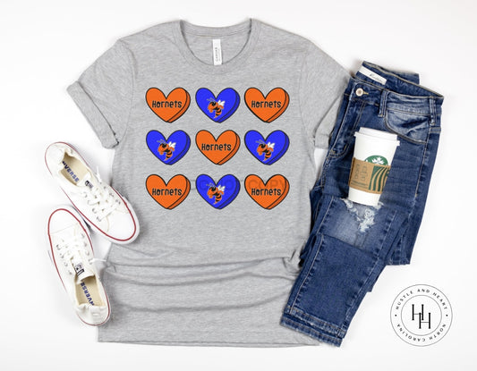 Hornets Orange And Blue Conversation Heart Graphic Tee Shirt