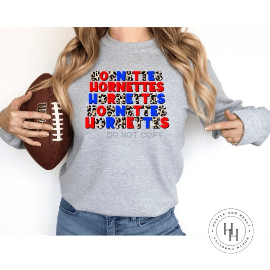 Hornettes Red/blue Repeating Graphic Tee Dtg