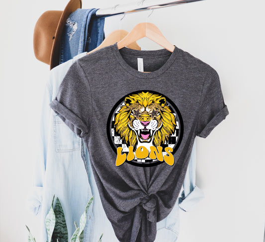 Lions Checkered Preppy Graphic Tee