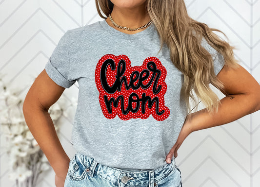 Cheer Mom Faux Applique Graphic Tee
