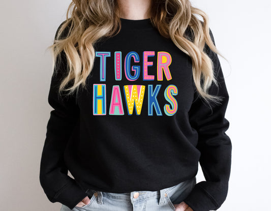 Tiger Hawks Colorful Graphic Tee