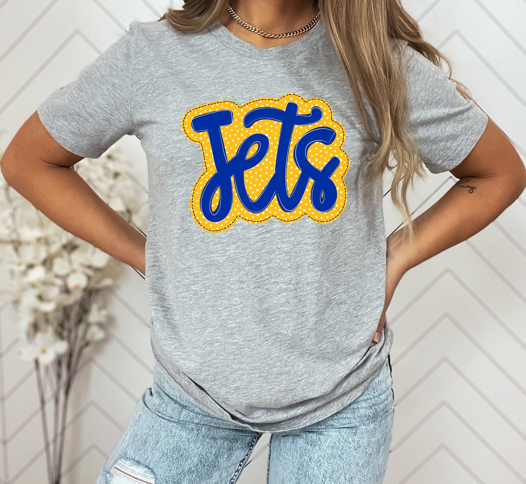 Jets Faux Applique Graphic Tee