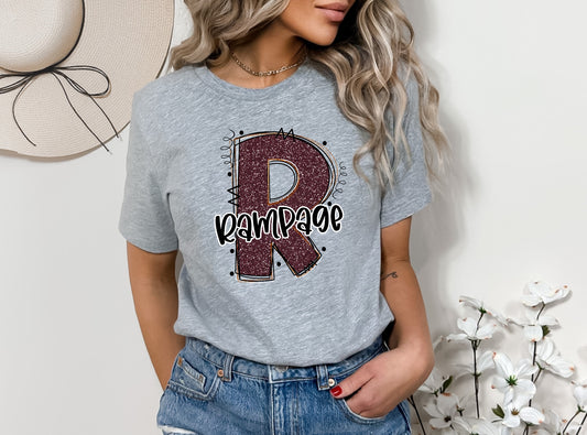 Rampage Glitter Varsity Doodle Graphic Tee Graphic Tee