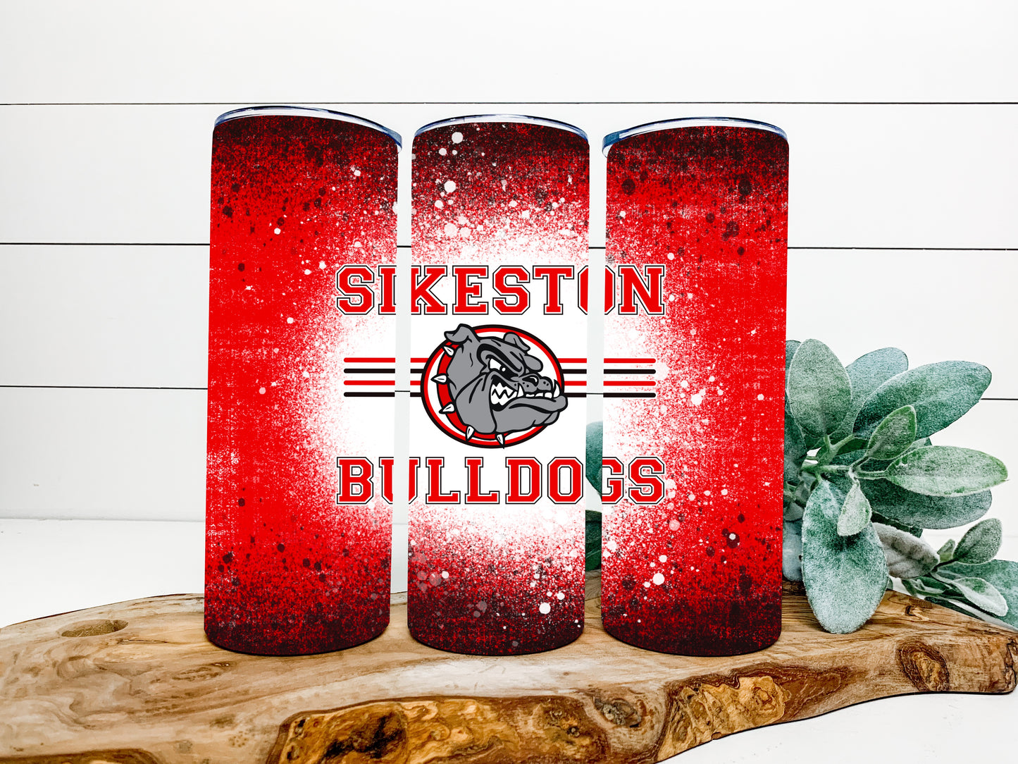 Sikeston Bulldogs Bleach Completed 20oz Skinny Tumbler