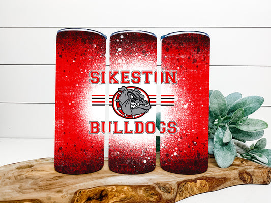 Sikeston Bulldogs Bleach Completed 20oz Skinny Tumbler