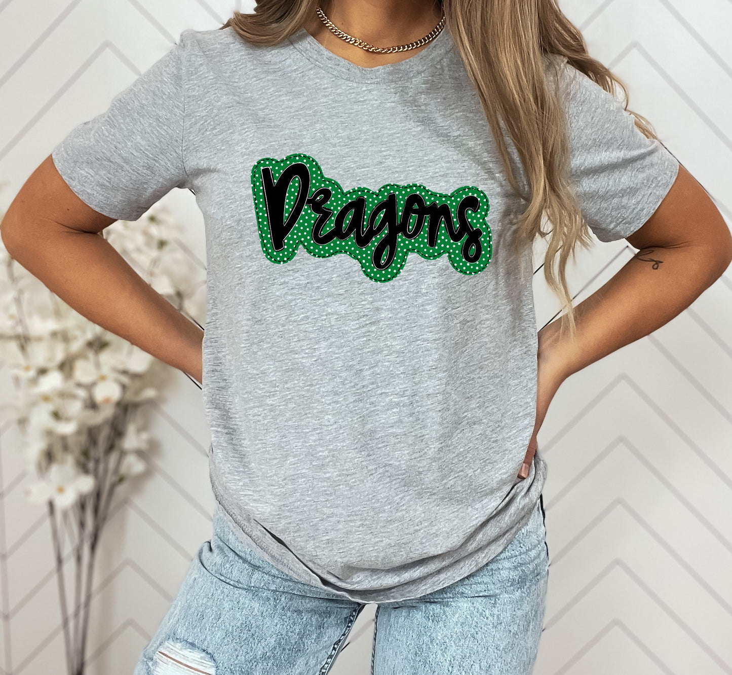 Dragons Green/Black Faux Applique