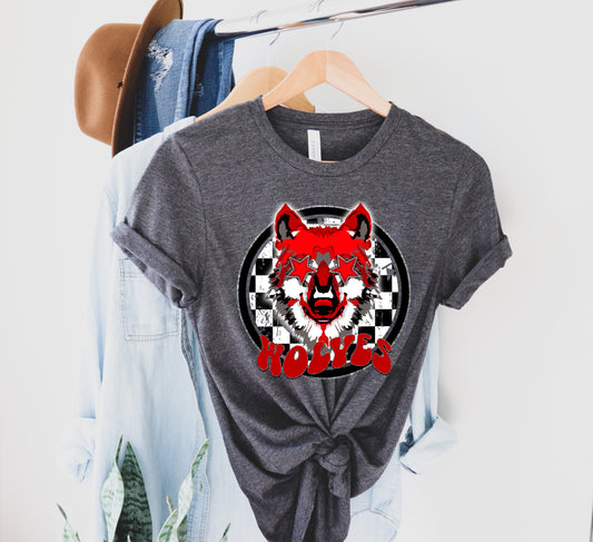 Wolves Checkered Preppy Graphic Tee