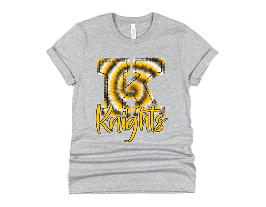 Knights Yellow Gold/Black Faux Embroidery Graphic Tee
